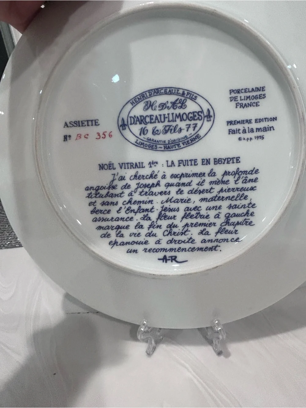 Vintage Limoges Noel Vitrail La Fuite En Egypt Decorative Collectors Plate
